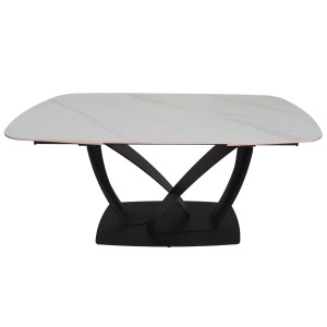Керамический раскладной обеденный стол Intarsio TYLER CERAMIC Белый матовый/черный 90х160 (240) см