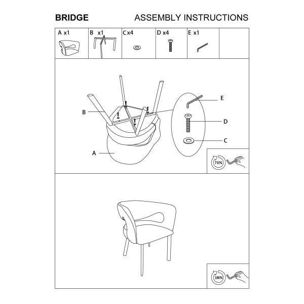Обеденный стул Intarsio Bridge Светло-серый-10