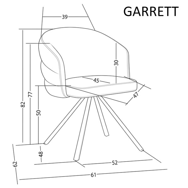 Стілець поворотний Intarsio GARRETT Сірий/чорний-11
