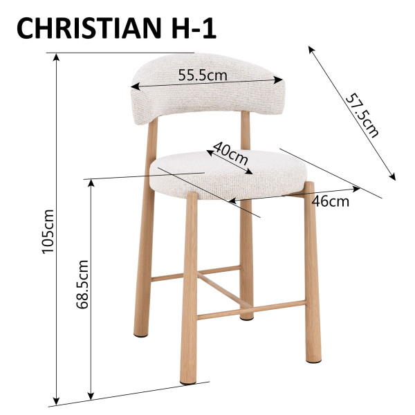 Напівбарний стілець Intarsio CHRISTIAN H-1 Бежевий/дуб-12