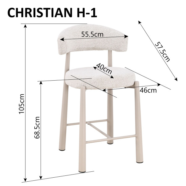 Полубарный стул Intarsio CHRISTIAN H-1 Бежевый/кашемир-14