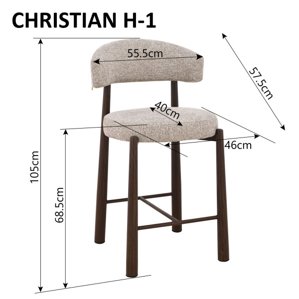 Напівбарний стілець Intarsio CHRISTIAN H-1 Темний беж/горіх-13