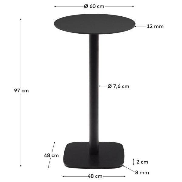Барний стіл La Forma DINA T09032HP01 Чорний Ø 60 см-5