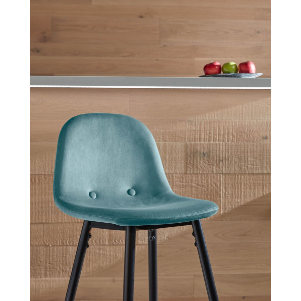 Барный стул La Forma NILSON Бирюзовый велюр-1