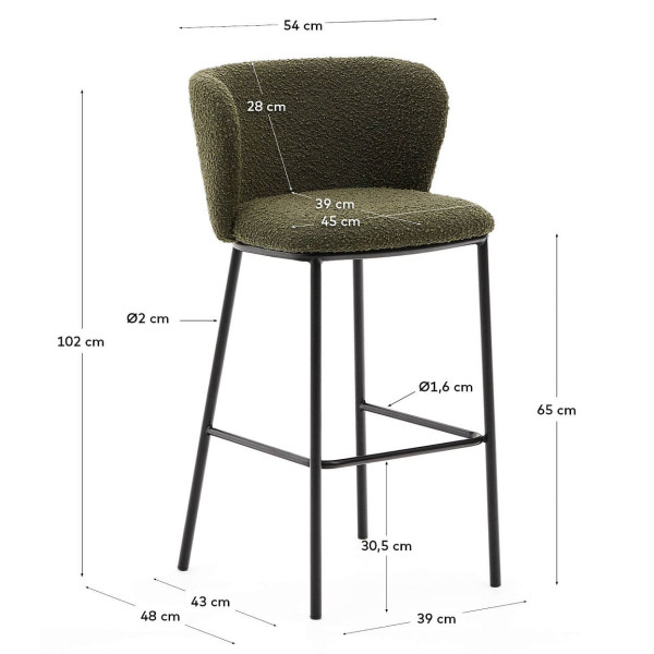 Барный стул La Forma CISELIA C0600065JJ06 Зеленый букле-7