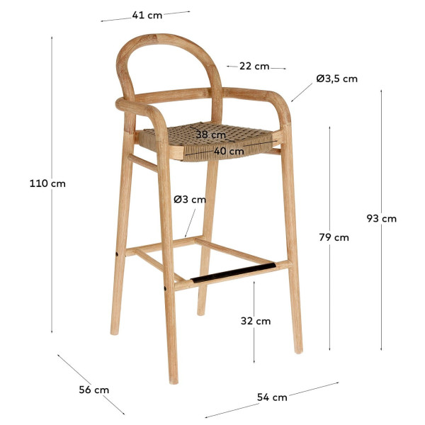 Барный стул La Forma SHERYL Бежевый-12
