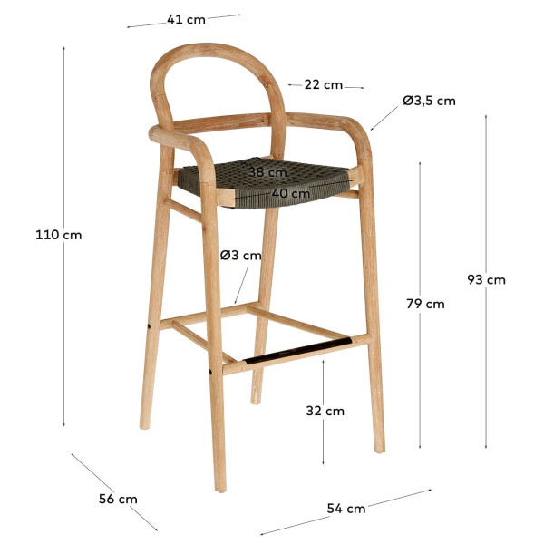 Барний стілець La Forma SHERYL Зелений-11