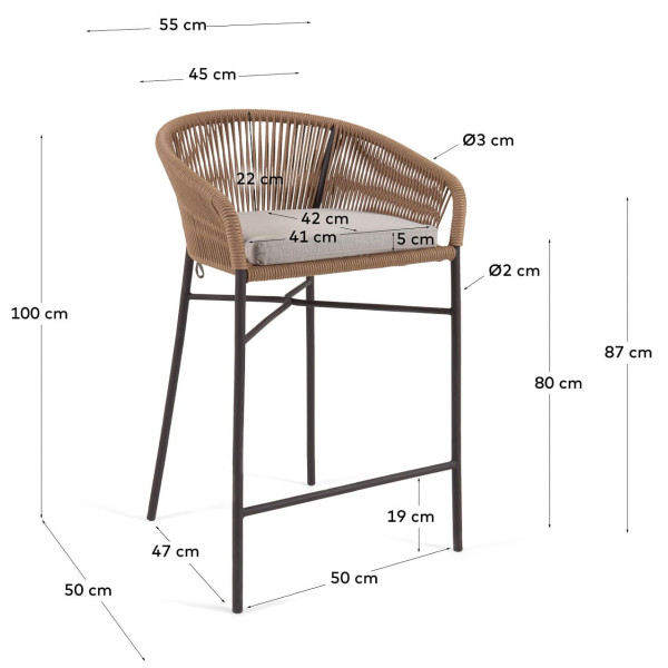 Барний стілець La Forma Yanet CC6835J12 Бежевий-10