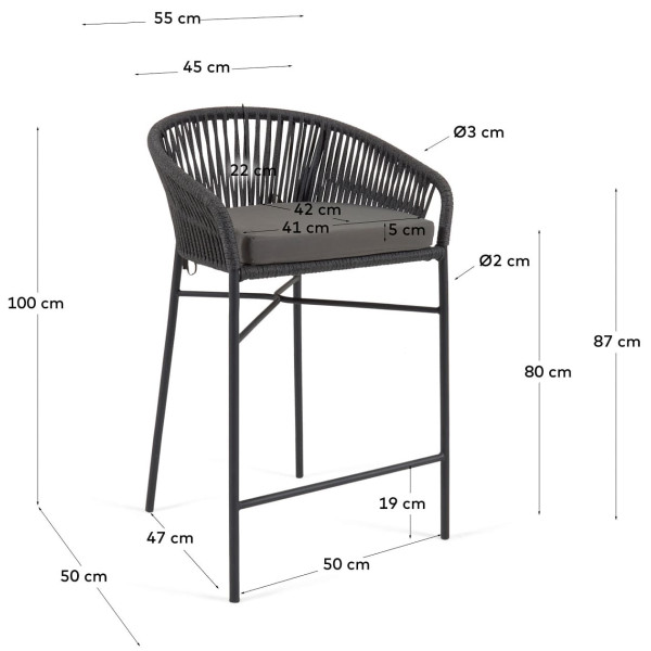 Барний стілець La Forma Yanet CC6834J01 Чорний-9