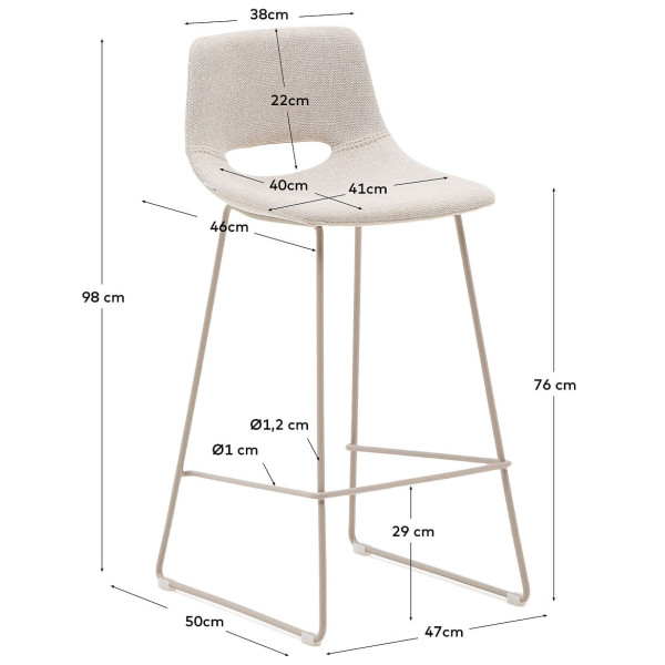 Барный стул La Forma ZAHARA C0600104JJ12 Бежевый ткань-8
