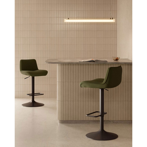 Барный стул La Forma ZENDA C0600012SO06 Темно-зеленый ткань синель-2