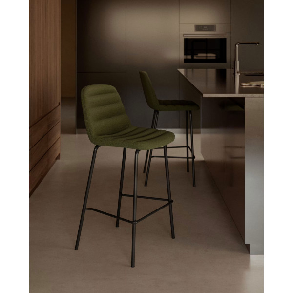 Полубарный стул La Forma Zunilda C0600038SO06 Темно-зеленый ткань синель-1