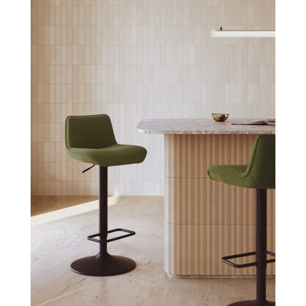 Барный стул La Forma ZENDA C0600012SO06 Темно-зеленый ткань синель-1