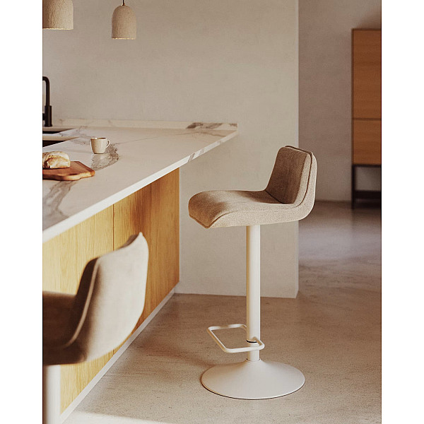 Барний стілець La Forma ZENDA C0600013SO11 Бежевий тканина синель-1