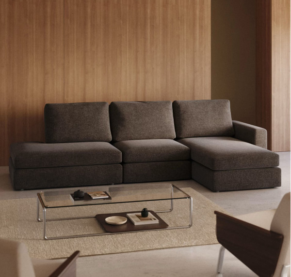 Угловой диван 5-местный La Forma Alea S85144LB09 Темно-коричневый 340 см-0