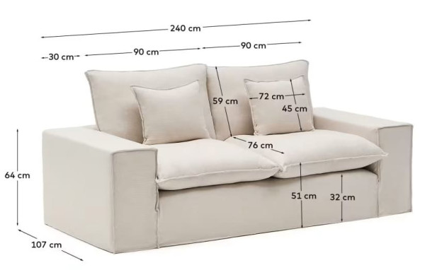 Диван 2-местный La Forma ANARELA S83720JP12 Бежевый 240 см-10