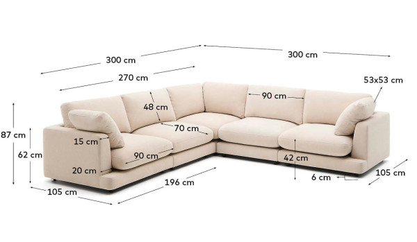 Диван 6-местный La Forma Gala S82150SE12 Бежевый 300х300 см-9