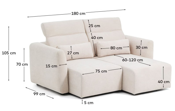 Диван 2-местный La Forma Lares S81920LB12 Бежевый 180 см-15