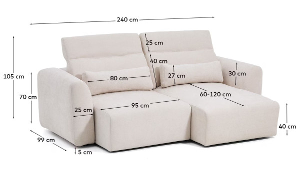 Диван 3-местный La Forma Lares S81930LB12 Бежевый 240 см-17