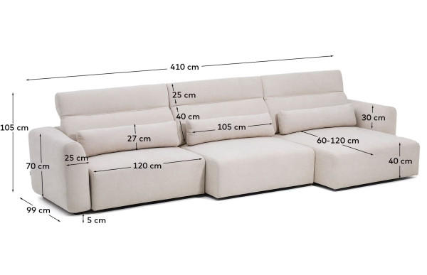 Диван 6-местный La Forma Lares S81972LB12 Бежевый 410 см-16