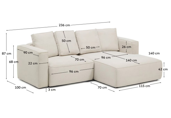 Кутовий диван розкладний 3-місний La Forma Marela S85340BK12 Бежевий 236 см-15