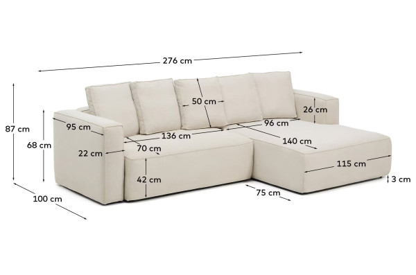 Кутовий диван розкладний 3-місний La Forma Marela S85342BK12 Бежевий 276 см-15