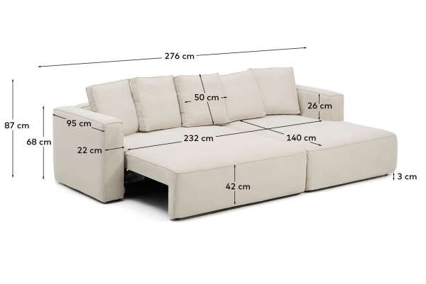 Кутовий диван розкладний 3-місний La Forma Marela S85342BK12 Бежевий 276 см-16