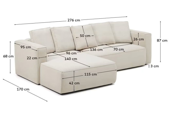 Угловой диван раскладной 3-местный La Forma Marela S85343BK12 Бежевый 276 см-14