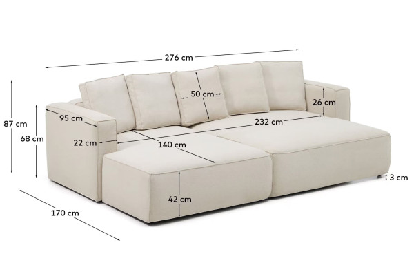 Угловой диван раскладной 3-местный La Forma Marela S85343BK12 Бежевый 276 см-15