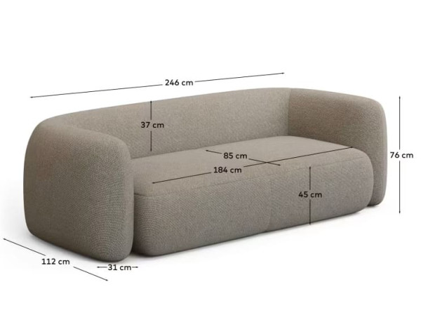 Диван 3-місний La Forma Martina S83130NR36 Сірий 246 см-6