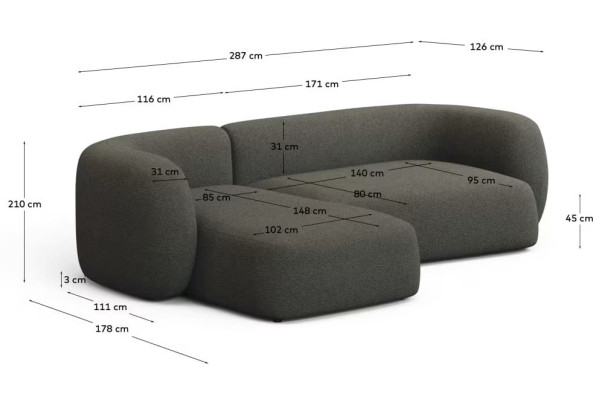 Диван модульний кутовий 3-місний La Forma Martina S84341NR06 Зелений 287 см-6