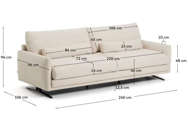 Диван 3-місний La Forma Veliro S81330EL39 Бежевий 240 см-10