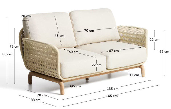 Диван 2-местный La Forma Alipa O00319RO12 Экрю 165 см-12