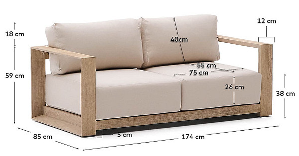 Диван 2-местный La Forma Ambra S00046MA87-12