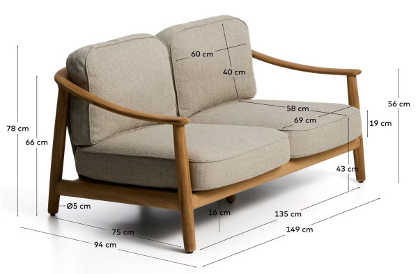 Диван 2-местный La Forma Elunda S00112RO12-13