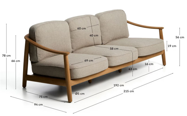 Диван 3-местный La Forma Elunda S00113RO12-13