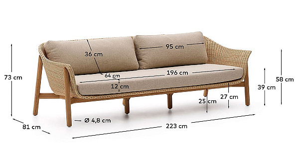 Диван 3-местный La Forma Galea O00146NW11-15