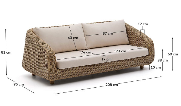 Диван 3-местный La Forma Meria O00064NW87-12
