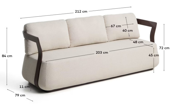 Диван 3-местный La Forma Tamaris O00654FA09 Коричневый 217 см-12