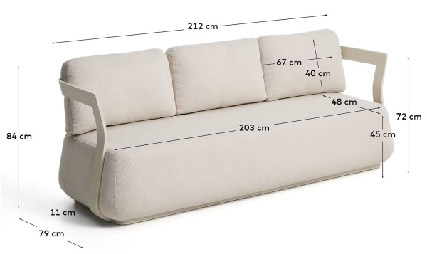 Диван 3-місний La Forma Tamaris O00654FA39 Екрю 217 см-14
