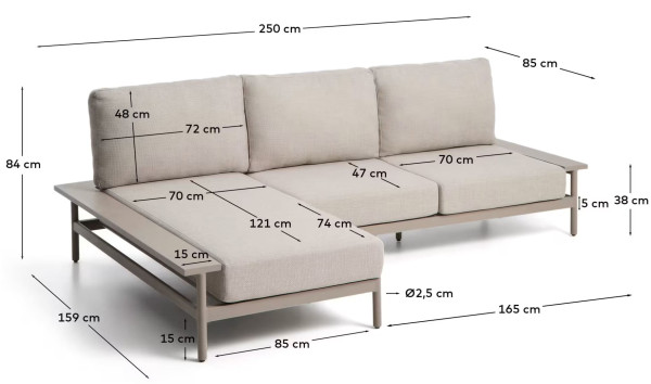 Угловой садовый диван La Forma Vathi O00619FA11 Бежевый-12