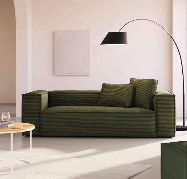 Диван 3-местный La Forma BLOK S570LN19 Зеленый вельвет 240 см-0