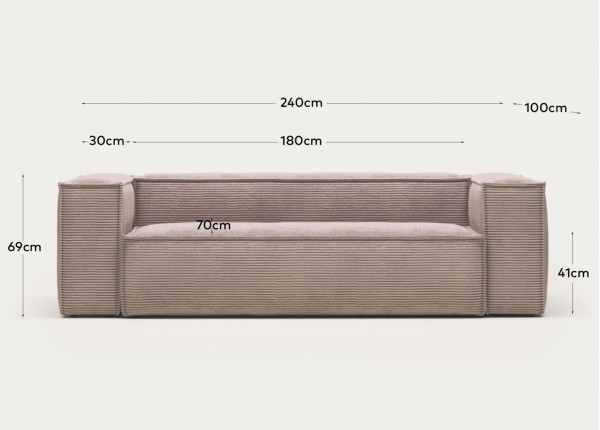 Диван 3-местный La Forma BLOK S570LN24 Розовый вельвет 240 см-10
