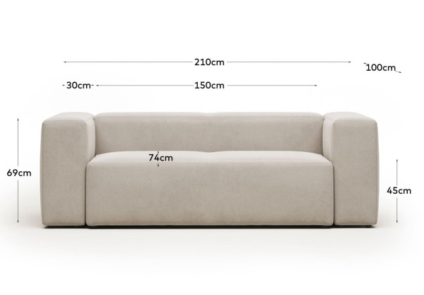 Диван 2-местный La Forma BLOK S571GR39 Бежевый 210 см-14