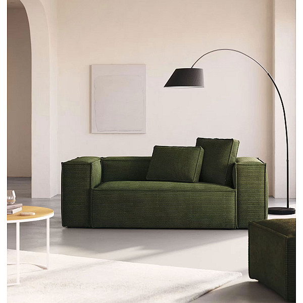 Диван 2-местный La Forma BLOK S571LN19 Зеленый вельвет 210 см-0