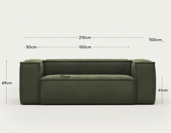 Диван 2-местный La Forma BLOK S571LN19 Зеленый вельвет 210 см-9