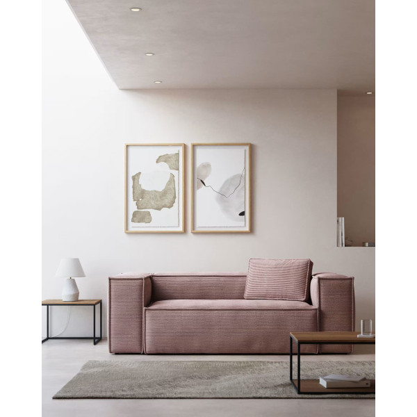 Диван 2-місний La Forma BLOK S571LN24 Рожевий вельвет 210 см-1