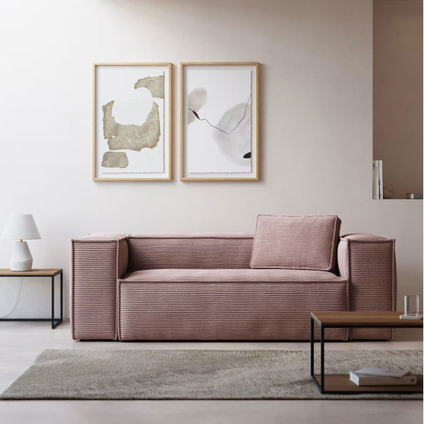 Диван 2-місний La Forma BLOK S571LN24 Рожевий вельвет 210 см-0