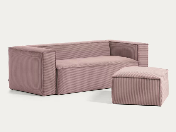 Диван 2-місний La Forma BLOK S571LN24 Рожевий вельвет 210 см-4