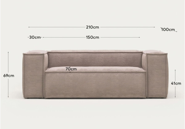 Диван 2-місний La Forma BLOK S571LN24 Рожевий вельвет 210 см-11